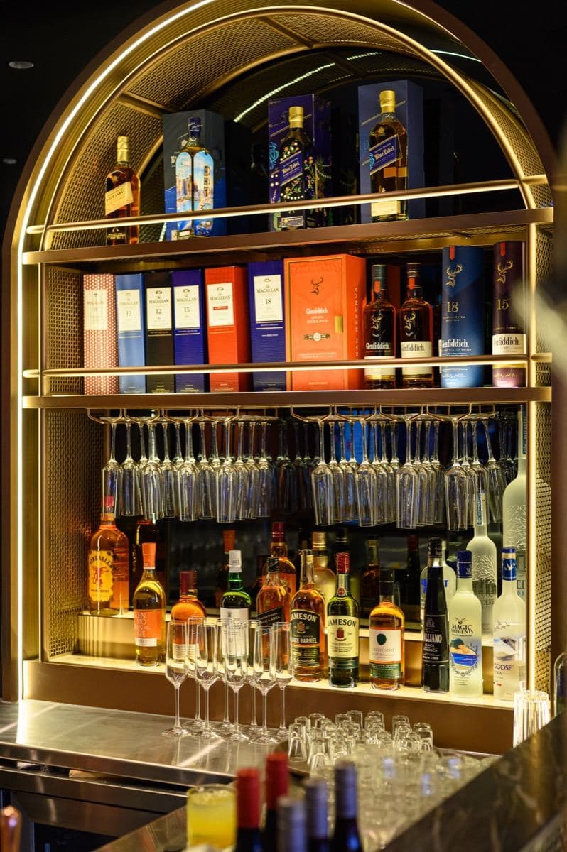Whisky on the arched bar shelving at Gunpowder Social