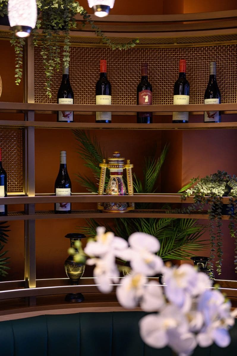 Bottles on the wine shelves at Gunpowder Social